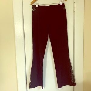 mandee Black Boot Cut Pants with Lace Panels
